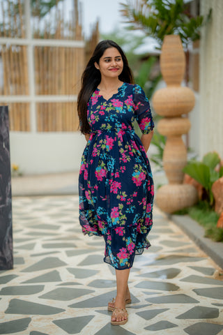 NEON PETAL | MATERNITY GEORGETTE MAXI ANKLE LENGTH