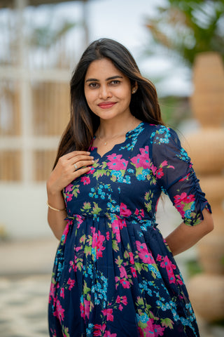 NEON PETAL | MATERNITY GEORGETTE MAXI ANKLE LENGTH