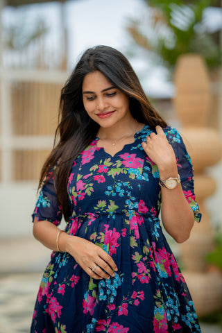 NEON PETAL | MATERNITY GEORGETTE MAXI ANKLE LENGTH