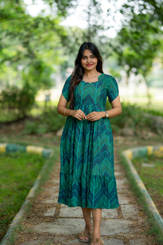 CHEVRON GREEN | MATERNITY MAXI ANKLE LENGTH