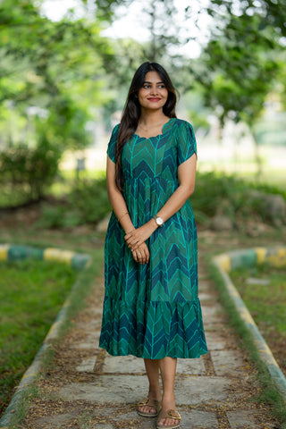 CHEVRON GREEN | MATERNITY MAXI ANKLE LENGTH
