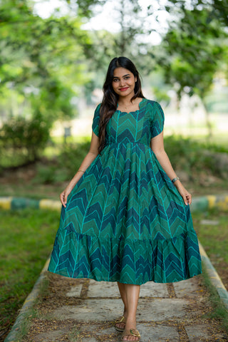 CHEVRON GREEN | MATERNITY MAXI ANKLE LENGTH