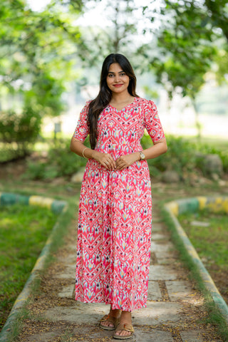 IKKAT FUCHSIA | MATERNITY COTTON FULL LENGTH