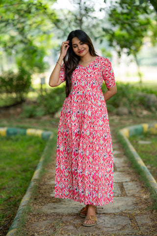 IKKAT FUCHSIA | MATERNITY COTTON FULL LENGTH