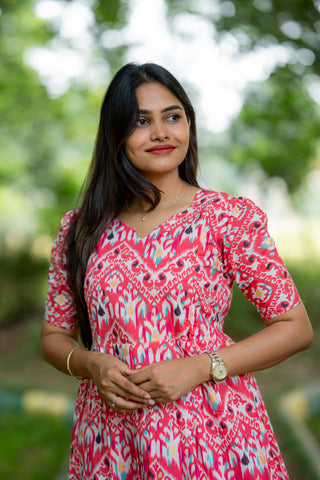 IKKAT FUCHSIA | MATERNITY COTTON FULL LENGTH