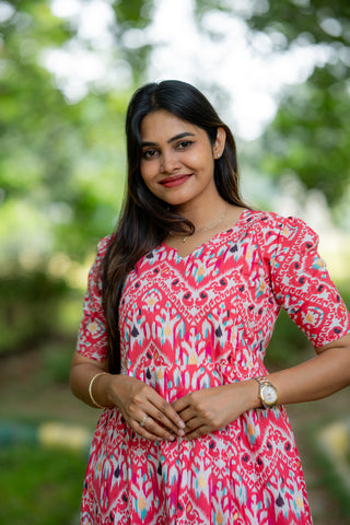 IKKAT FUCHSIA | MATERNITY COTTON FULL LENGTH
