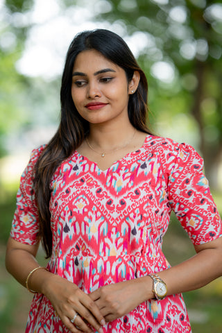 IKKAT FUCHSIA | MATERNITY COTTON FULL LENGTH