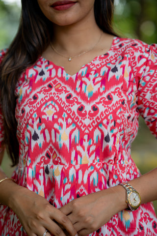 IKKAT FUCHSIA | MATERNITY COTTON FULL LENGTH