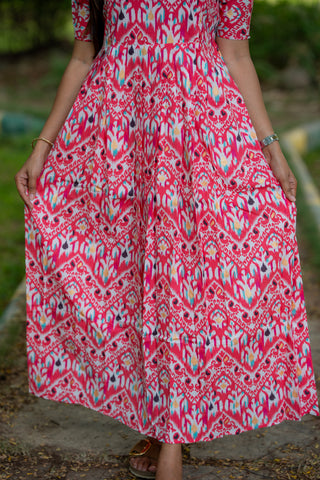 IKKAT FUCHSIA | MATERNITY COTTON FULL LENGTH