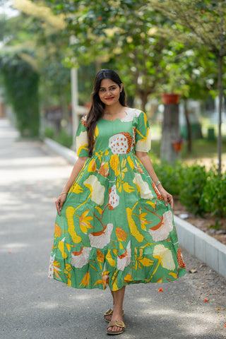 YELLOW BLOOM | MATERNITY COTTON ANKLE LENGTH
