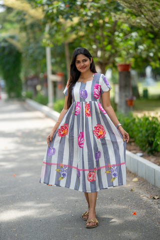 STRIPE TULIP | MATERNITY MAXI ANKLE LENGTH