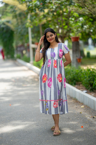 STRIPE TULIP | MATERNITY MAXI ANKLE LENGTH