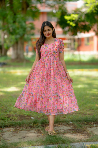 BUBBLEGUM BLOOM | MATERNITY GEORGETTE MAXI ANKLE LENGTH