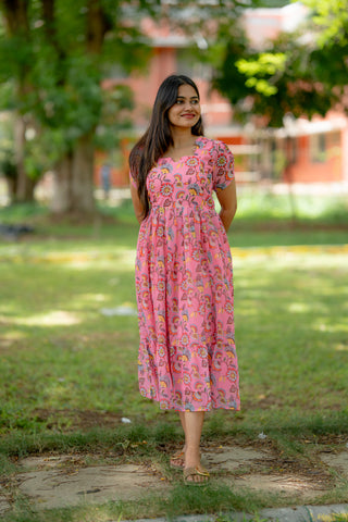 BUBBLEGUM BLOOM | MATERNITY GEORGETTE MAXI ANKLE LENGTH