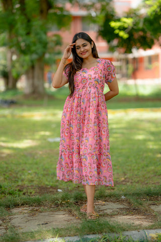 BUBBLEGUM BLOOM | MATERNITY GEORGETTE MAXI ANKLE LENGTH