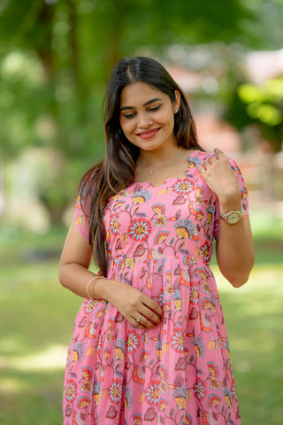 BUBBLEGUM BLOOM | MATERNITY GEORGETTE MAXI ANKLE LENGTH