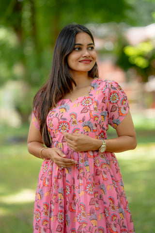 BUBBLEGUM BLOOM | MATERNITY GEORGETTE MAXI ANKLE LENGTH