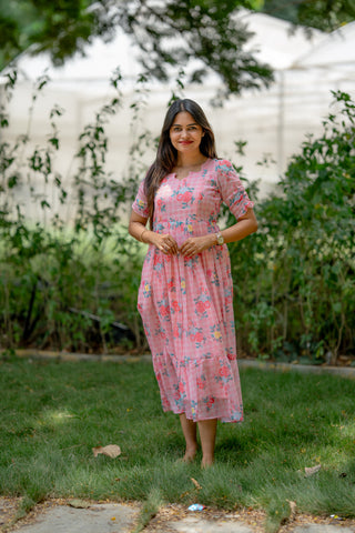 VINTAGE ROSE | MATERNITY GEORGETTE MAXI ANKLE LENGTH