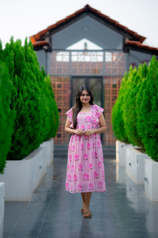 LOTUS RUFFLE | MATERNITY GEORGETTE MAXI ANKLE LENGTH