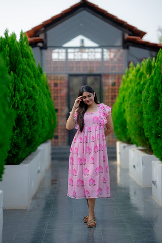 LOTUS RUFFLE | MATERNITY GEORGETTE MAXI ANKLE LENGTH