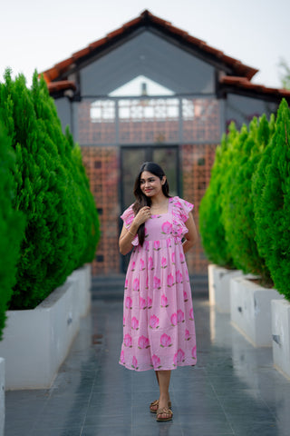 LOTUS RUFFLE | MATERNITY GEORGETTE MAXI ANKLE LENGTH