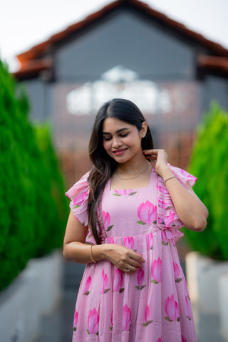 LOTUS RUFFLE | MATERNITY GEORGETTE MAXI ANKLE LENGTH