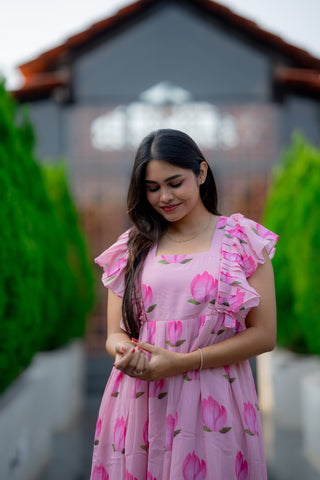 LOTUS RUFFLE | MATERNITY GEORGETTE MAXI ANKLE LENGTH