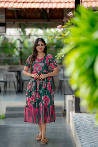 BOTANICA STRIPE | MATERNITY GEORGETTE MAXI ANKLE LENGTH