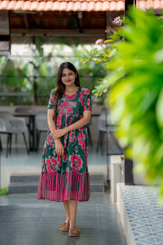 BOTANICA STRIPE | MATERNITY GEORGETTE MAXI ANKLE LENGTH