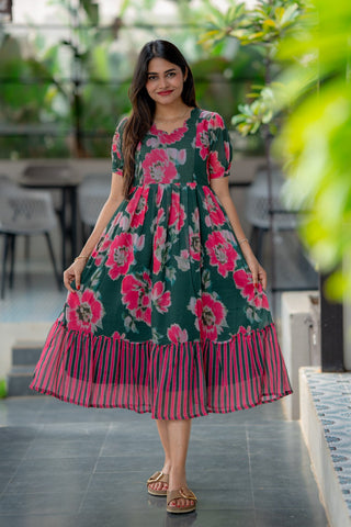 BOTANICA STRIPE | MATERNITY GEORGETTE MAXI ANKLE LENGTH