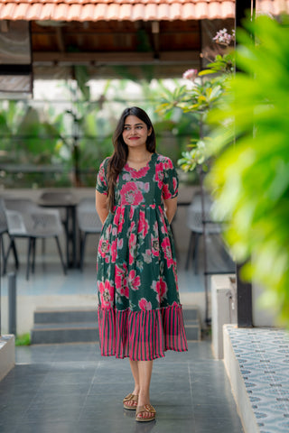 BOTANICA STRIPE | MATERNITY GEORGETTE MAXI ANKLE LENGTH