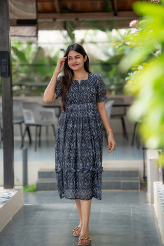 MIDINIGHT TRELIS | MATERNITY GEORGETTE MAXI ANKLE LENGTH