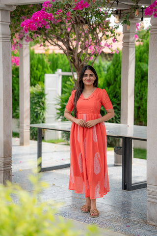 CORAL FLARE | MATERNITY GEORGETTE MAXI FULL LENGTH