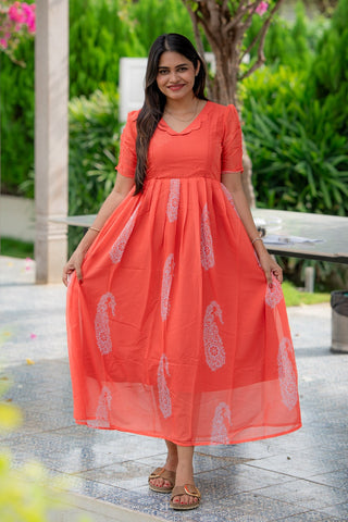 CORAL FLARE | MATERNITY GEORGETTE MAXI FULL LENGTH