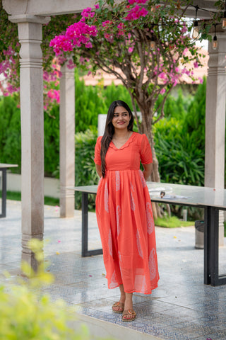 CORAL FLARE | MATERNITY GEORGETTE MAXI FULL LENGTH