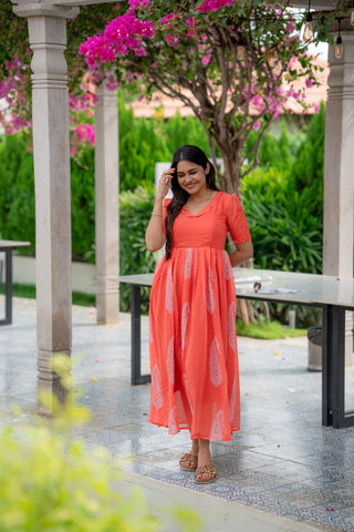 CORAL FLARE | MATERNITY GEORGETTE MAXI FULL LENGTH