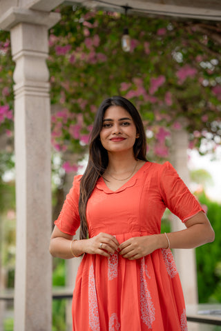 CORAL FLARE | MATERNITY GEORGETTE MAXI FULL LENGTH