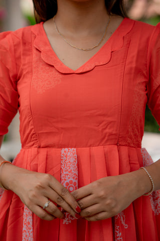 CORAL FLARE | MATERNITY GEORGETTE MAXI FULL LENGTH