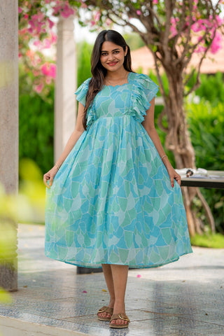 AQUA MOSAIC | MATERNITY GEORGETTE MAXI ANKLE LENGTH
