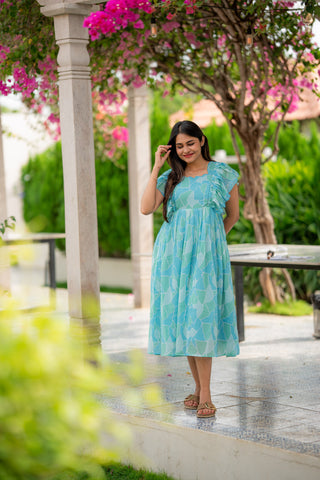 AQUA MOSAIC | MATERNITY GEORGETTE MAXI ANKLE LENGTH
