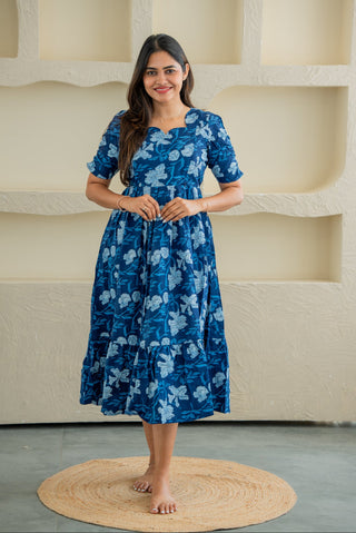 BLUE RUFFLE | MATERNITY MAXI ANKLE LENGTH