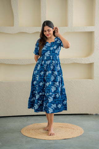 BLUE RUFFLE | MATERNITY MAXI ANKLE LENGTH