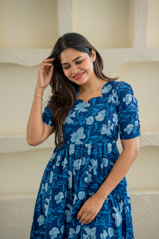 BLUE RUFFLE | MATERNITY MAXI ANKLE LENGTH