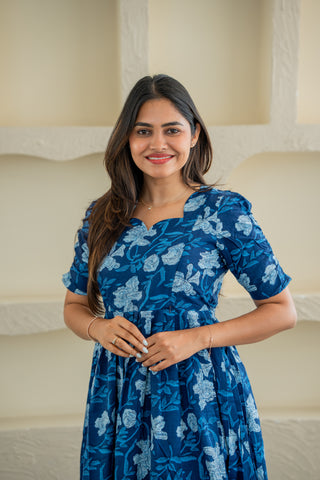 BLUE RUFFLE | MATERNITY MAXI ANKLE LENGTH