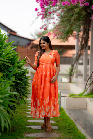 CRIMSON LILY | MATERNITY GEORGETTE MAXI FULL LENGTH