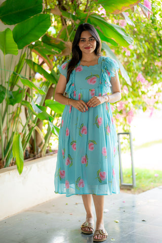 RUFFLE ROSARIA | MATERNITY GEORGETTE MAXI ANKLE LENGTH