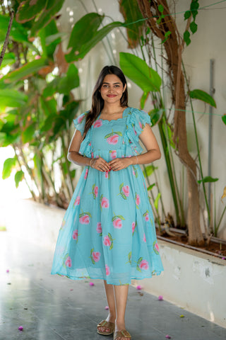 RUFFLE ROSARIA | MATERNITY GEORGETTE MAXI ANKLE LENGTH