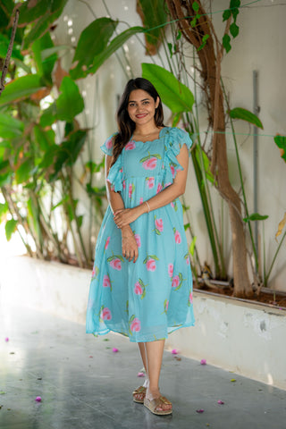 RUFFLE ROSARIA | MATERNITY GEORGETTE MAXI ANKLE LENGTH