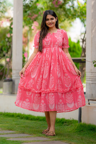 BLUSH PALM | MATERNITY GEORGETTE MAXI ANKLE LENGTH