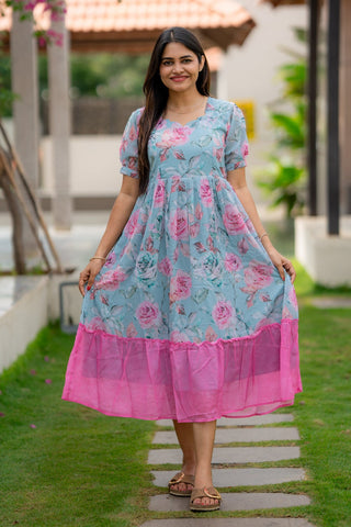 COLOURFUL ROSE | MATERNITY GEORGETTE MAXI ANKLE LENGTH